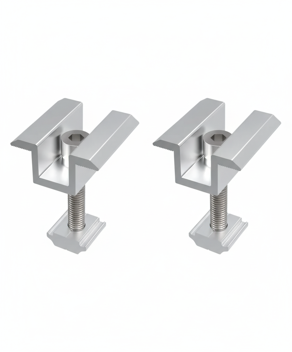 2 Grampas Trisol de 25mm Centrales Para Paneles Solares